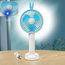 Mini Portable Hand Fan USB Rechargeable Fan With Led Light Fan for Indoor and Outdoor Use by Women and Men Table Standing Stand Included (Battery Not Include)